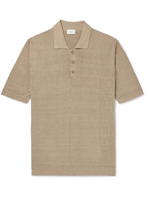 Photo: Altea - Linen and Cotton-Blend Polo Shirt - Brown
