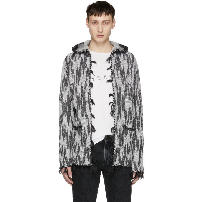 Saint Laurent Grey Jacquard Baja Hoodie Saint Laurent