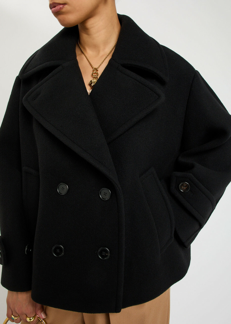 Chloe Double-breasted Wool-blend Jacket Black