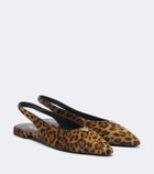 Prada Leopard-print calf hair slingback flats