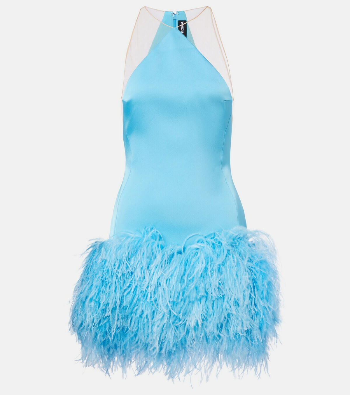 David Koma Feather-trimmed satin minidress