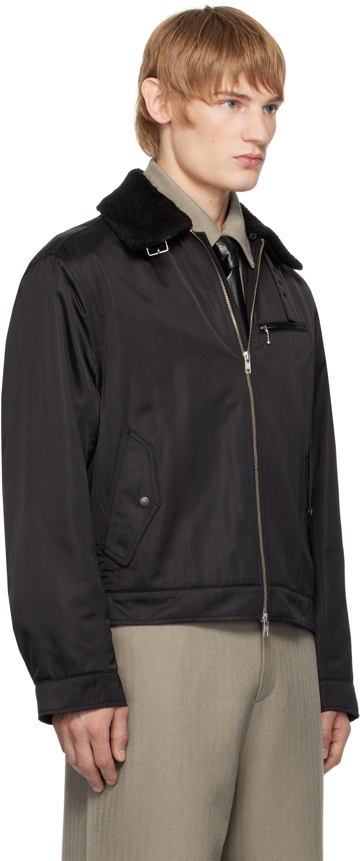 Youth Black Faux-Shearling Collar Jacket