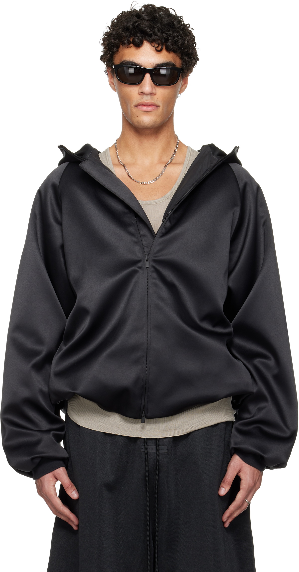 Fear of God ESSENTIALS Black Holiday Hooded Bomber Jacket