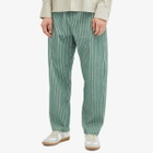 Craig Green Men's Hand-Frayed Stripe Trousers in Green/Cream