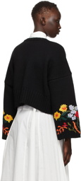 JW Anderson Black Oscar Wilde Cropped Wide Sleeve Sweater