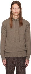 UMA WANG Brown Frayed Hoodie