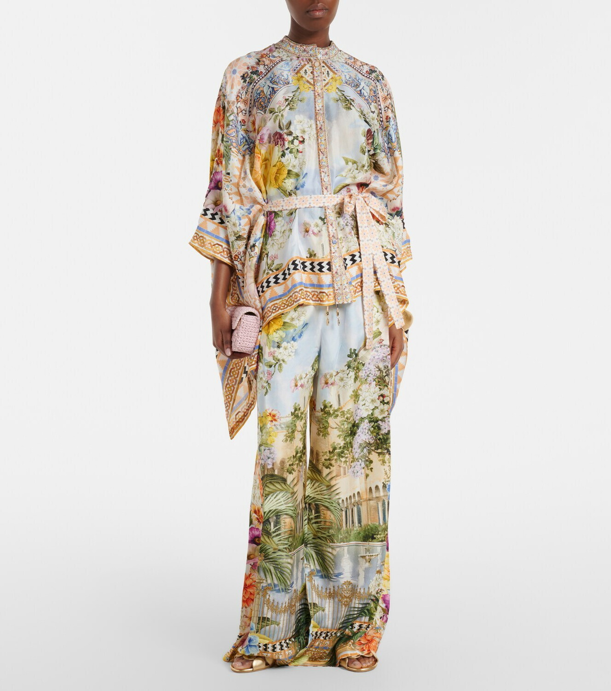 Camilla Printed silk wide-leg pants