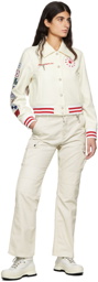 Reese Cooper Off-White Wool Varsity Bomber Jacket