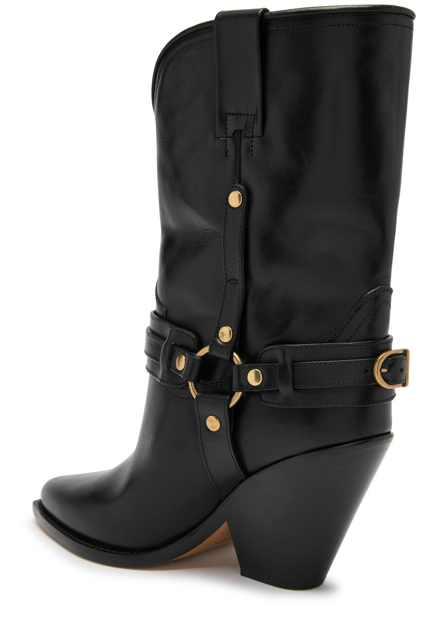 Isabel Marant étoile Lyka 90 Leather Mid-calf Boots Black