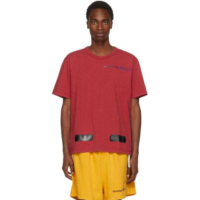 Photo: Off-White Red Champion Reverse Weave Edition T-Shirt
