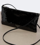 Prada Leather-trimmed sequined crossbody bag