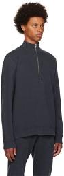 Sunspel Navy Half-Zip Sweatshirt