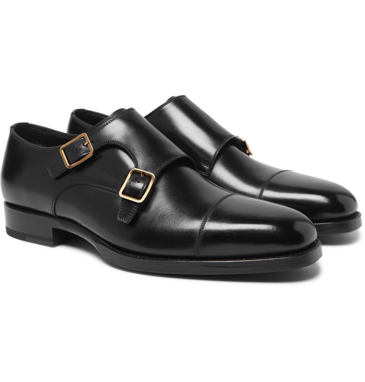 Photo: TOM FORD - Wessex Cap-Toe Leather Monk-Strap Shoes - Black