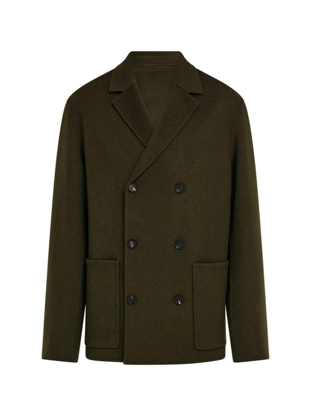 Photo: Ferragamo Mens Double breasted wool and cashmere blazer in Green