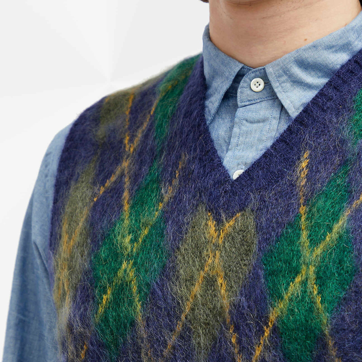Beams Plus Men's Mohair Argyle Vest in Navy Beams Plus
