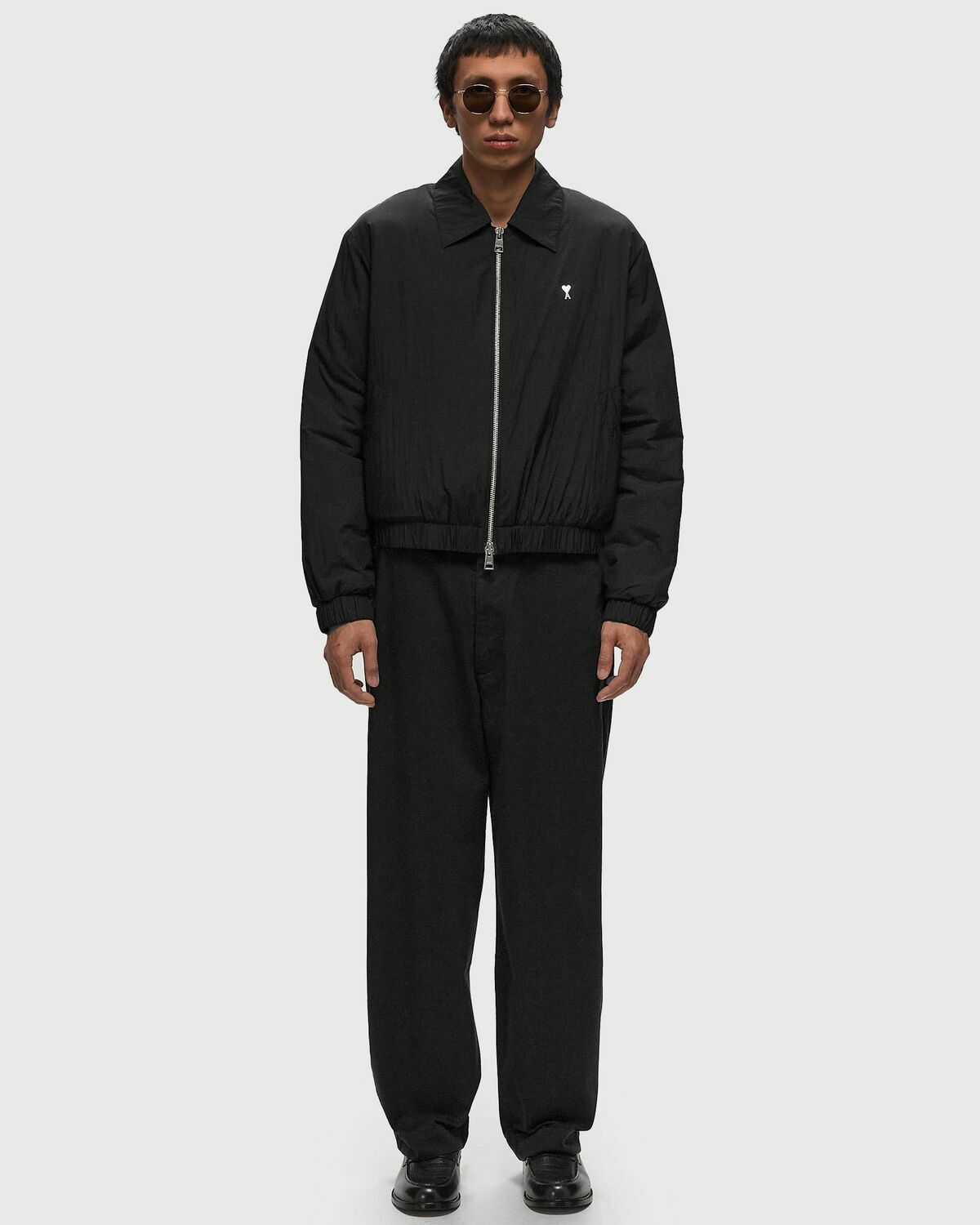 Ami Paris Ami De Coeur Zipped Jacket Black Bomber Jackets AMI