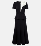 Roland Mouret Floral-appliqué crêpe midi dress