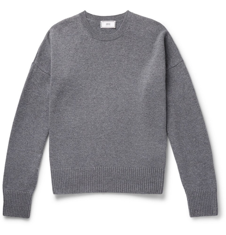 Photo: AMI - Oversized Mélange Merino Wool and Cashmere-Blend Sweater - Gray