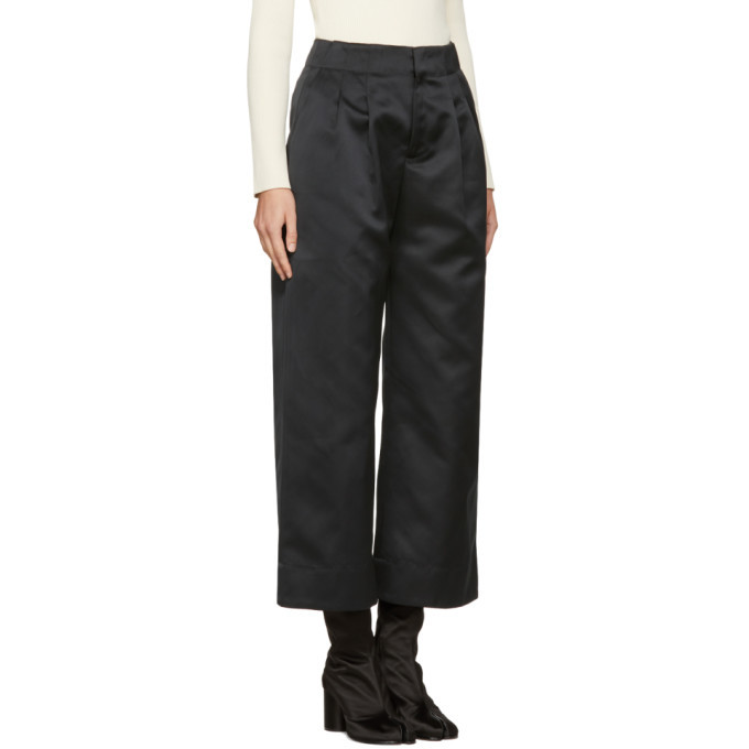 Nomia Black Satin Wide-Leg Trousers