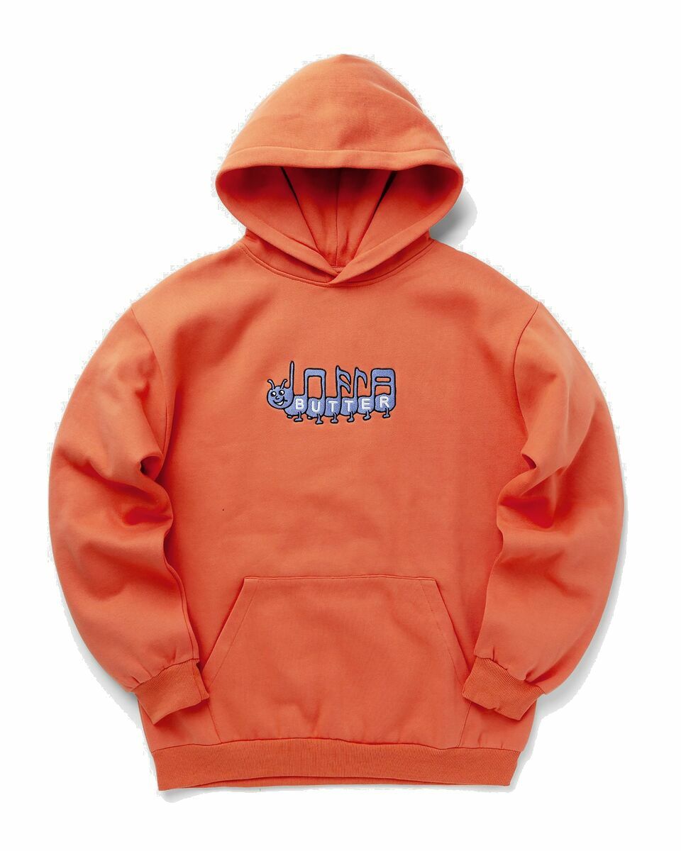 Photo: Butter Goods Caterpillar Embroidered Pullover Hood Orange - Mens - Hoodies