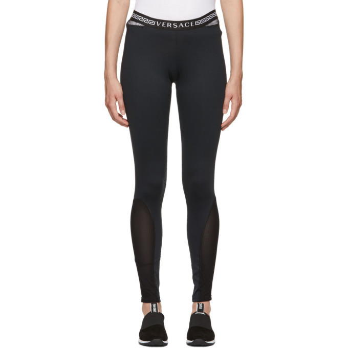 Photo: Versace Underwear Black Mesh Greek Key Leggings