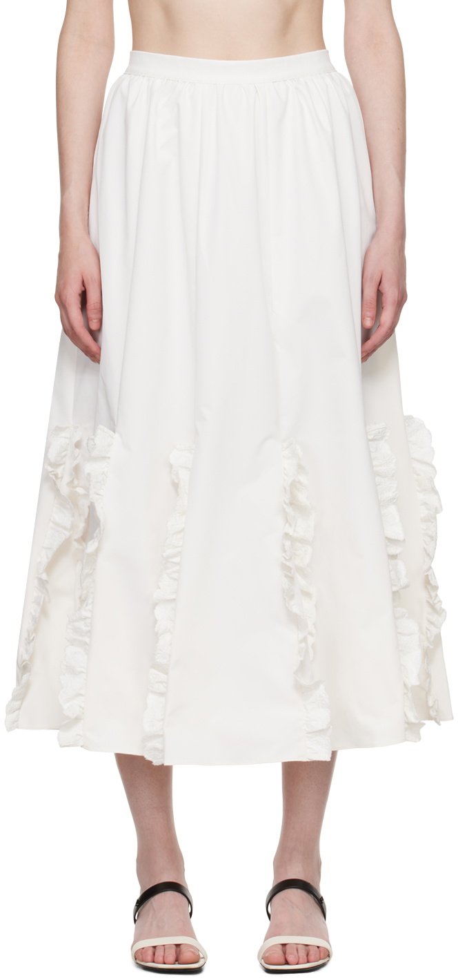 Kika Vargas White Lorella Midi Skirt