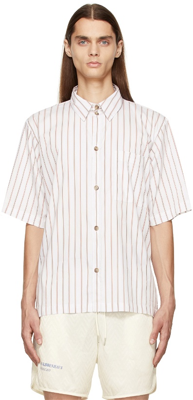 Photo: Han Kjobenhavn White & Brown Stripe Boxy Short Sleeve Shirt