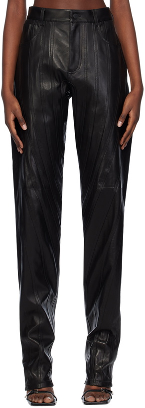 Photo: Mugler Black Spiral Leather Pants