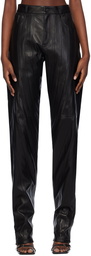 Mugler Black Spiral Leather Pants