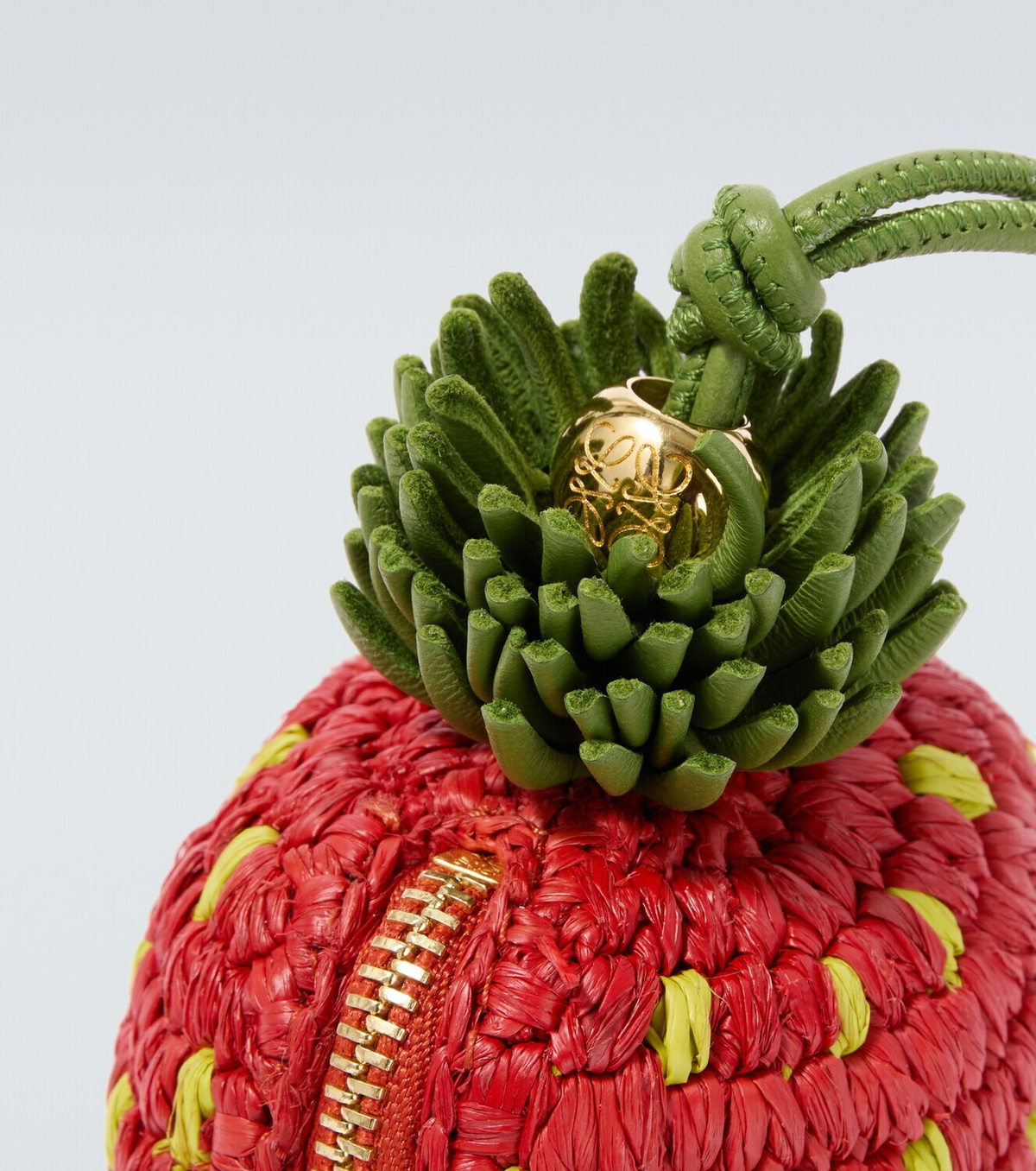 Loewe Strawberry raffia coin purse with strap