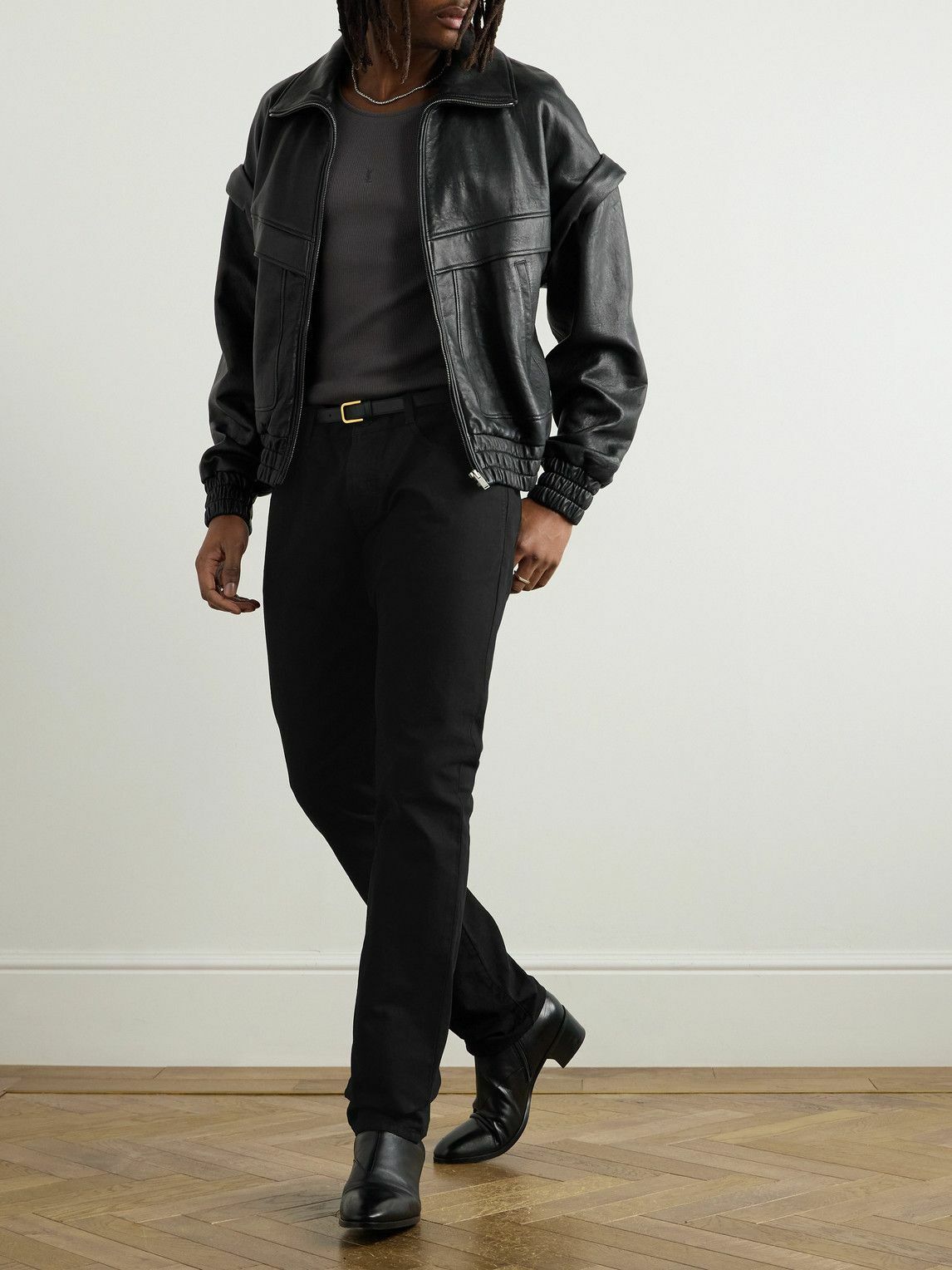 SAINT LAURENT - Straight-Leg Cotton-Canvas Trousers - Black