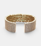 Suzanne Kalan 18kt gold bangle with emeralds and diamonds