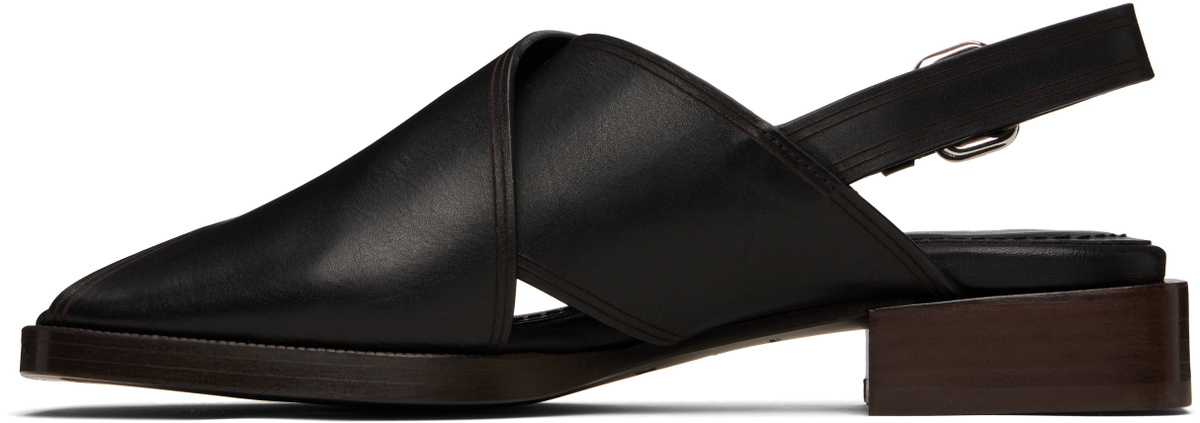 LEMAIRE Black Cross Flat Sandals
