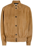 Saint Laurent Gathered Suede Jacket Dark Brown