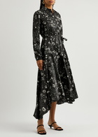 High Compelling Western Printed Satin Midi Dress Black And White