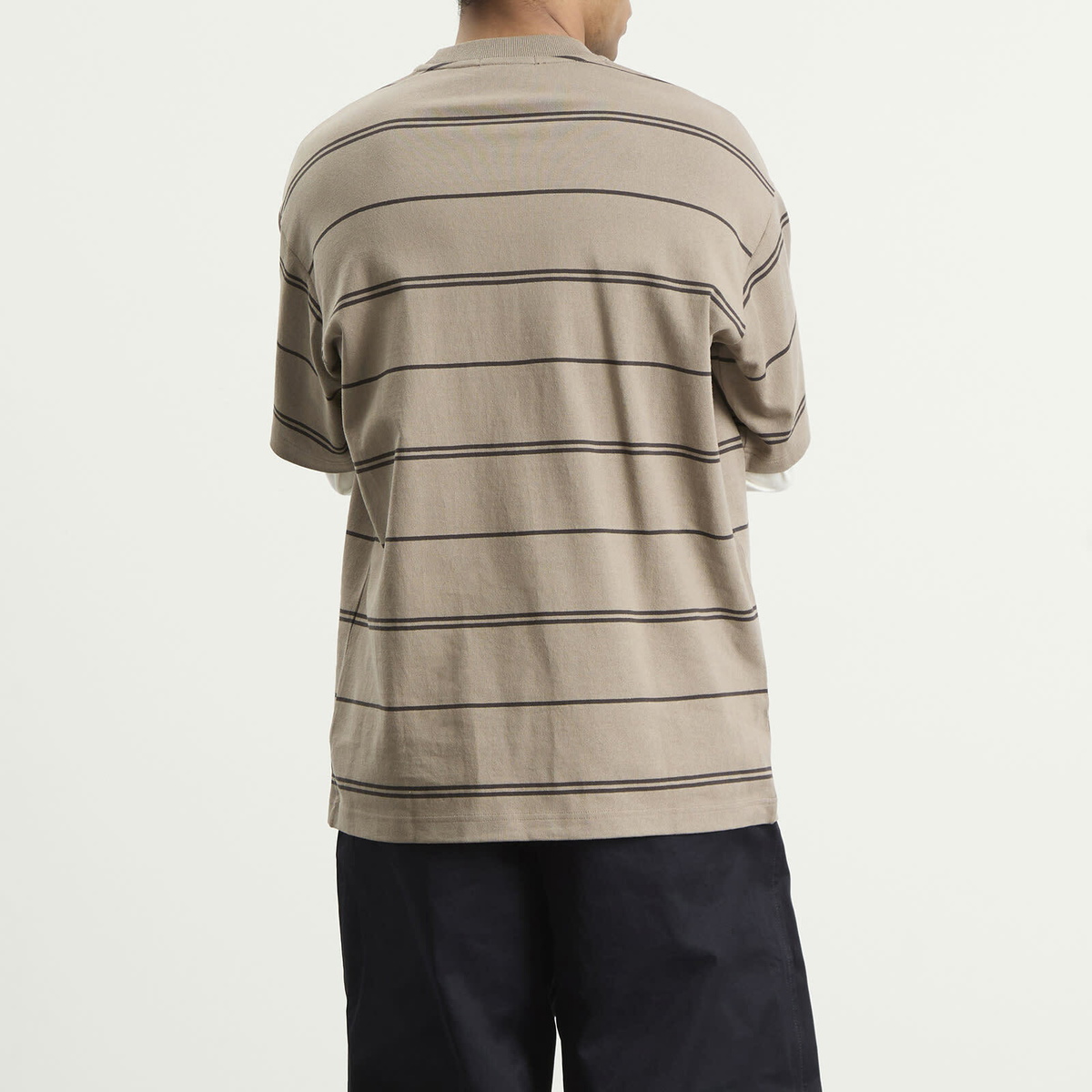 Comme des Garçons Homme Men's Horiztonal Stripe Long Sleeve Top in Off-White/Beige X Black