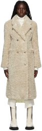 Recto Beige Fleece Double-Breasted Teddy Coat