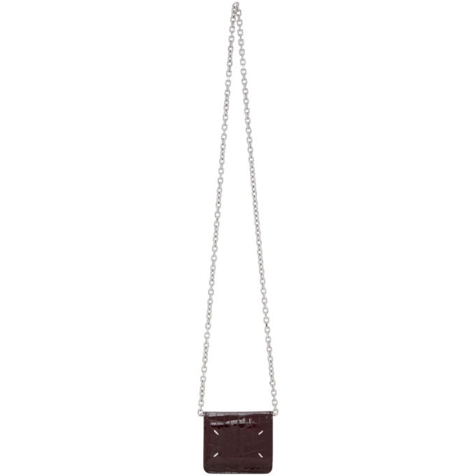 Pebble on Chain Croc Embossed Burgundy