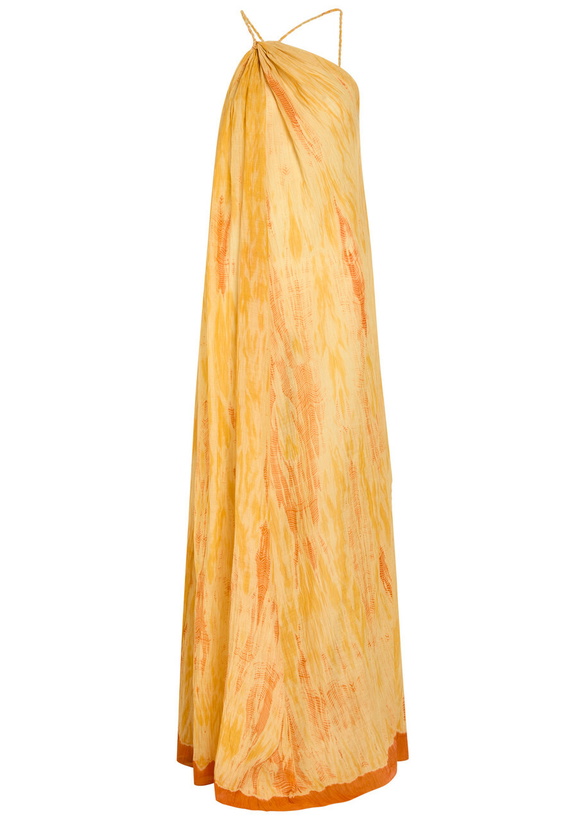 Photo: Delos Amaya Printed Cotton and Silk-blend Maxi Dress Yellow