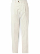 Brunello Cucinelli - Straight-Leg Pleated Cotton-Blend Twill Suit Trousers - White
