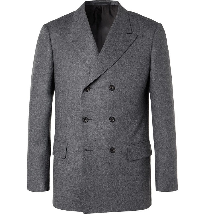 Photo: Kingsman - Rocketman Grey Double-Breasted Wool-Flannel Suit Jacket - Gray