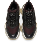 Balenciaga Black and Burgundy Triple S Sneakers