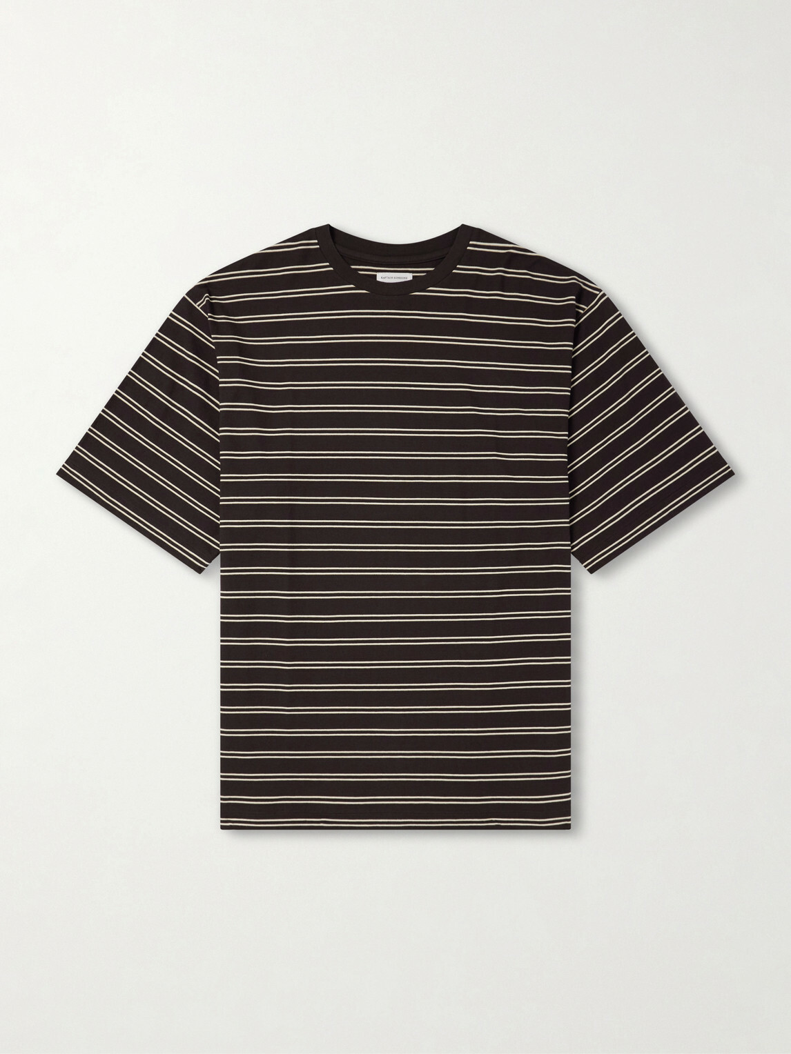 Kaptain Sunshine - Striped Cotton-Jersey T-Shirt - Brown