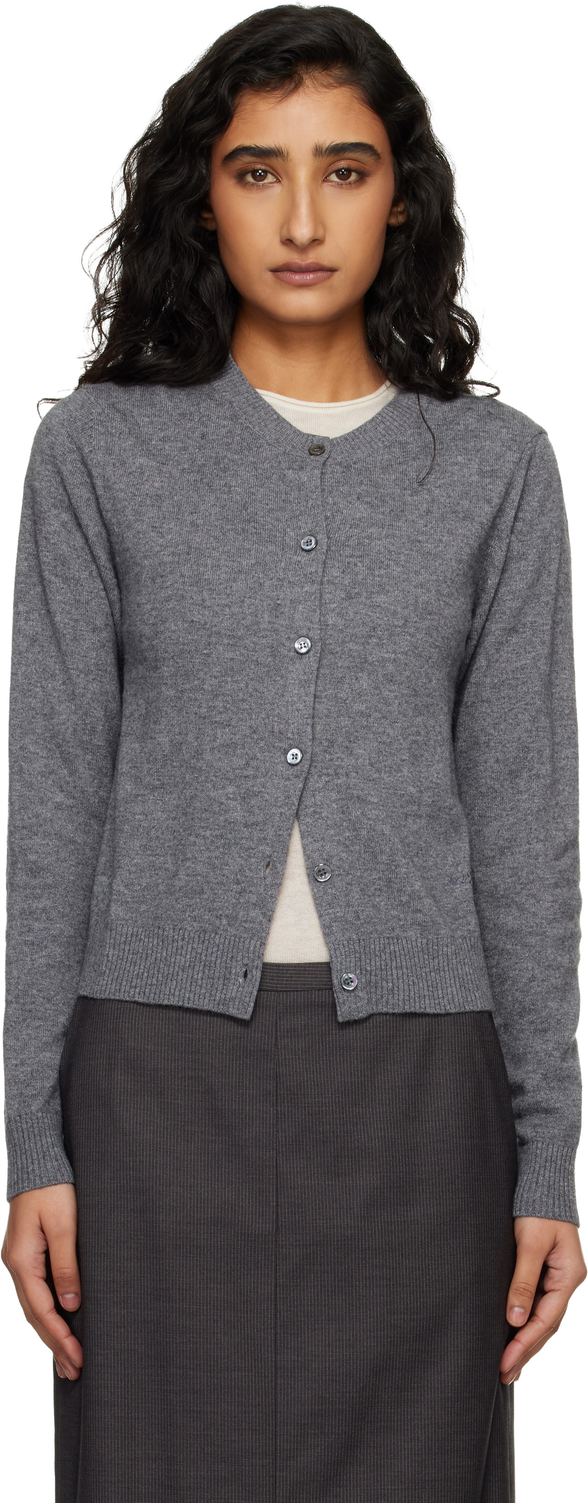 Dunst Gray Essential Crewneck Knit Cardigan