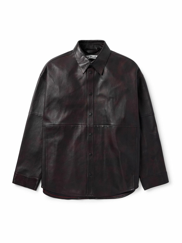 Photo: Acne Studios - Laraw Oversized Leather Shirt Jacket - Burgundy