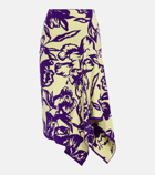 Dries Van Noten - Jacquard floral asymmetric midi skirt