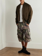 424 - Straight-Leg Camouflage-Print Cotton-Ripstop Drawstring Cargo Shorts - Green