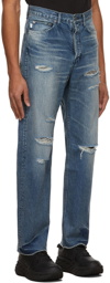 AMBUSH Blue Damaged Denim Jeans