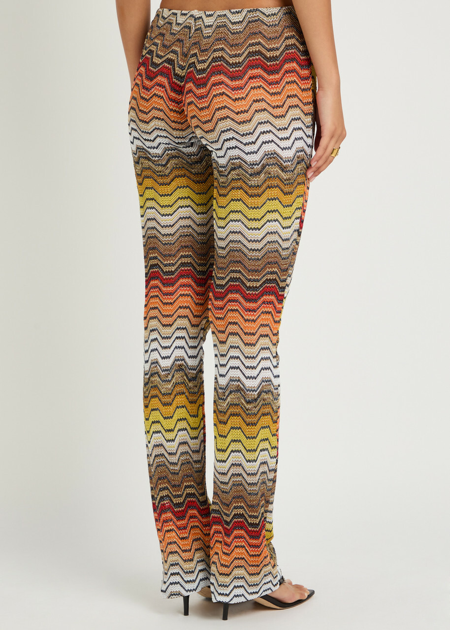 Missoni Patterned Slim-leg Metallic-knit Beach Trousers Black