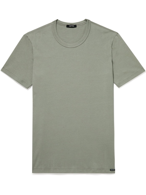 Photo: TOM FORD - Slim-Fit Stretch-Cotton Jersey T-Shirt - Green